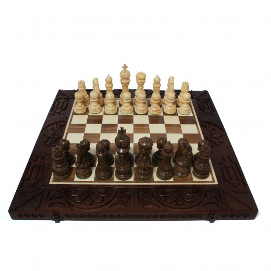 Набор шахматы + шашки + нарды Лотос (темный), 50см х 50см (Украина)