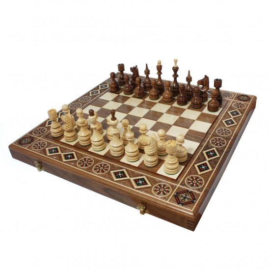 Набір шахи + шашки + нарди Етно (горіх), 50см х 50см (Україна)