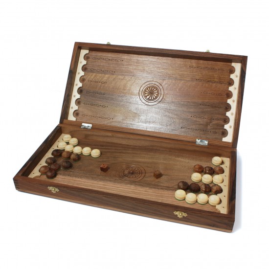 Набір шахи + шашки + нарди Етно (горіх), 50см х 50см (Україна)