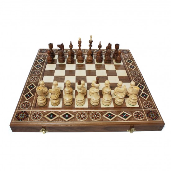 Набір шахи + шашки + нарди Етно (горіх), 50см х 50см (Україна)