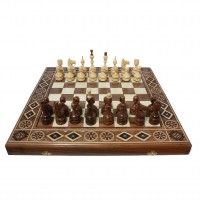 Набір шахи + шашки + нарди Етно (горіх), 50см х 50см (Україна)
