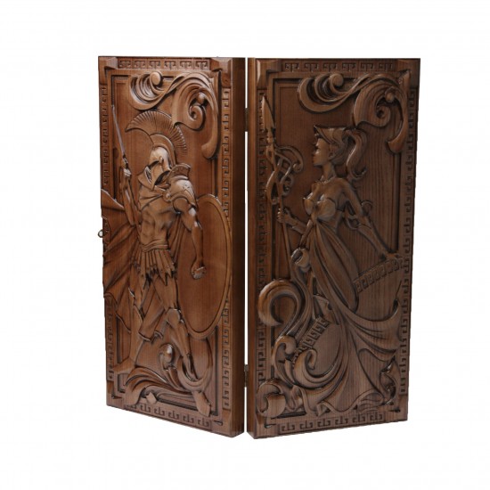 Нарды деревянные Арес и Афина, 55см х 50см. Ручная работа (Украина)